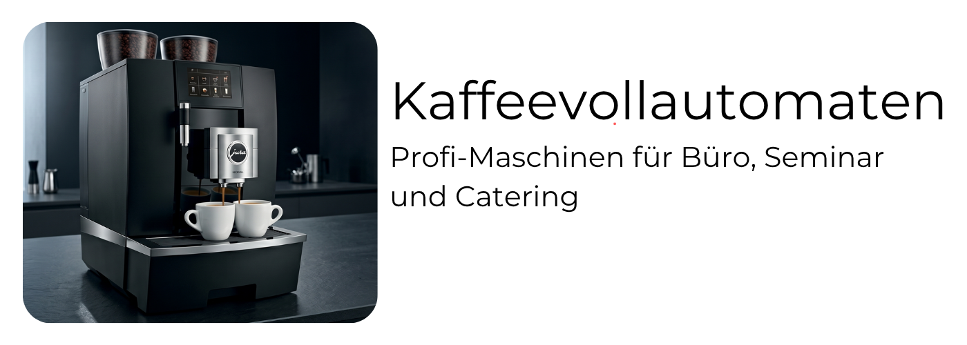 Professioneller JURA Kaffeevollautomat mit Touchscreen-Display und frisch gezogenem Espresso – für Büro, Seminar und Catering