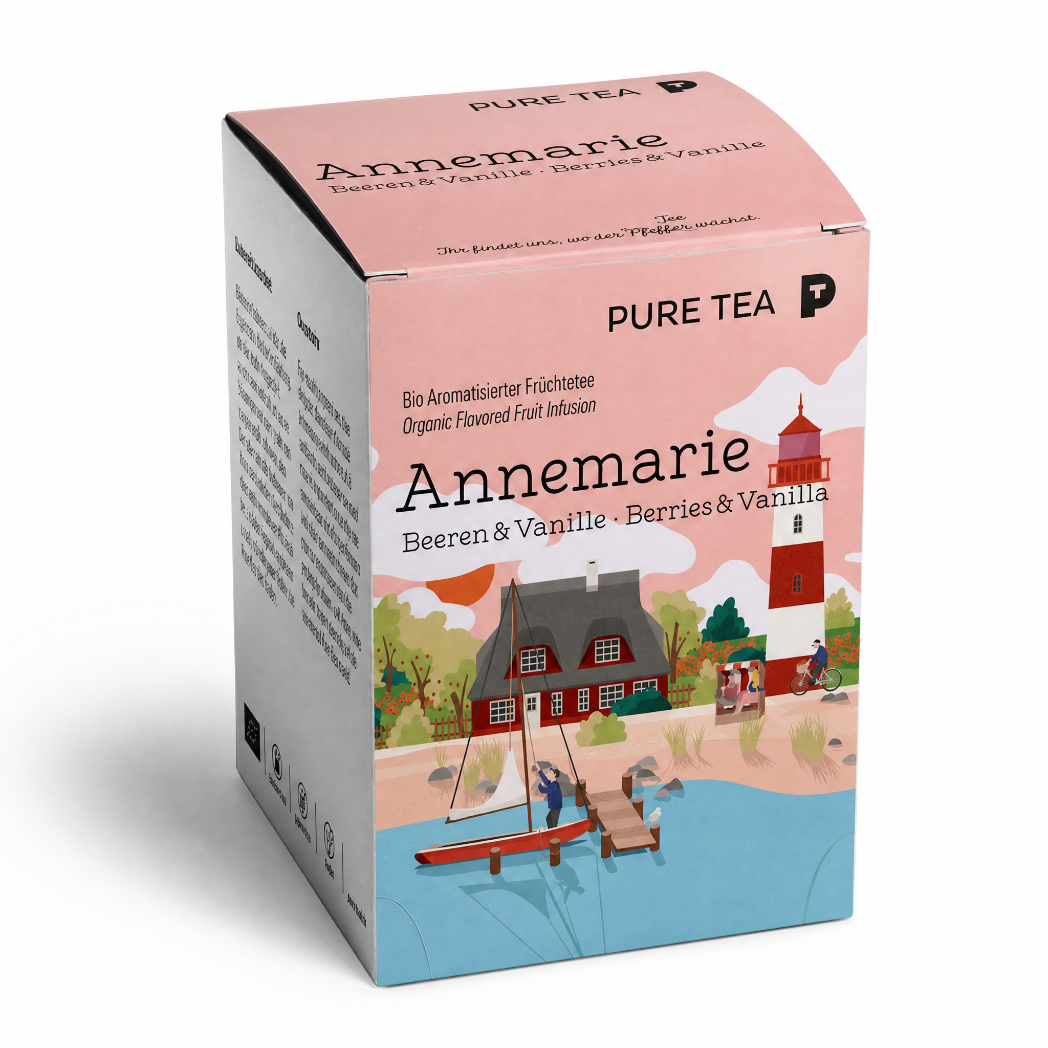 Pure Tea Früchtetee Bio Annemarie Beeren & Vanille, 15 Teebeutel à 3,5 g, aromatisierter Bio-Früchtetee, koffeinfrei & glutenfrei, EU‑Bio (PL‑EKO‑01), Dispenserbox
