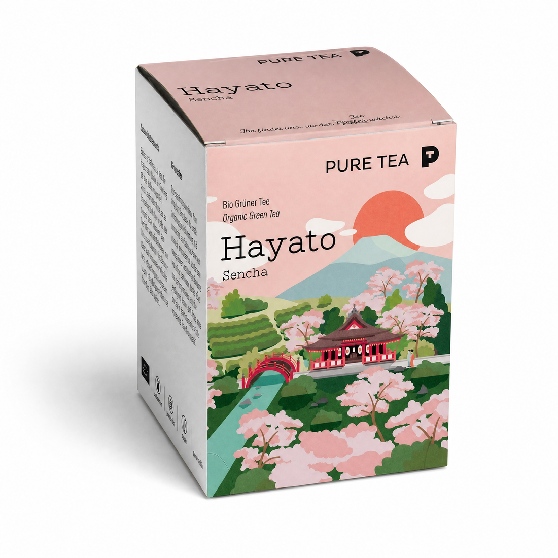 Pure Tea Grüner Tee Sencha Hayato, japanischer Bio Grüntee im Kissenbeutel, 15 Beutel à 3 g, Premiumqualität, Dispenserbox, frisch-duftiges Aroma