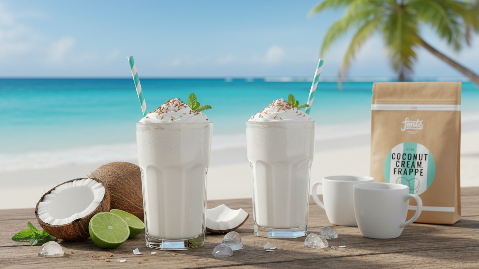Fonte Coconut Cream Frappé, Vegane Kokosnuss Frappé Mischung, Handgefertigte Blends, Milchmixgetränk 2 kg