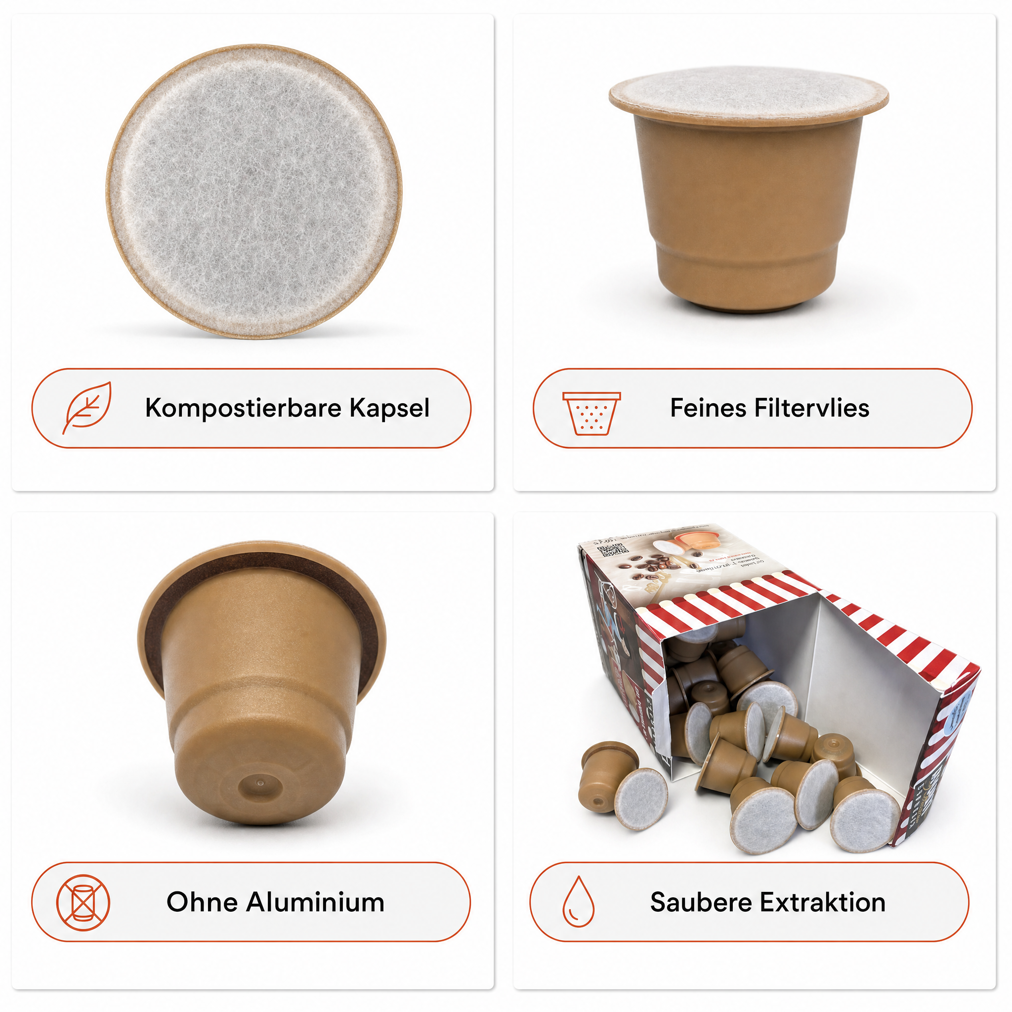 AVANTI Kapseln Luisa – kompatibel mit Nespresso Kaffeekapseln, 25 Stück, 90% Arabica 10% Robusta, säurearm und mild, ohne Aluminium, 100% home‑kompostierbar, 6 g pro Kapsel, dichte Crema