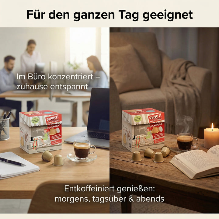 AVANTI Entkoffeinierte Nespresso**-kompatible Kaffeekapseln – Espresso Milena, Swiss Water Process, 100% Arabica, 100% home-kompostierbar & ohne Aluminium, geröstet in der Schweiz, 25 Kapseln