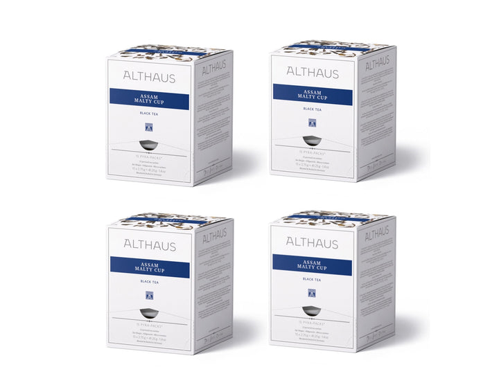 4 x ALTHAUS Assam Malty Cup Schwarzer Tee, 60 Pyramidenbeutel, 165g