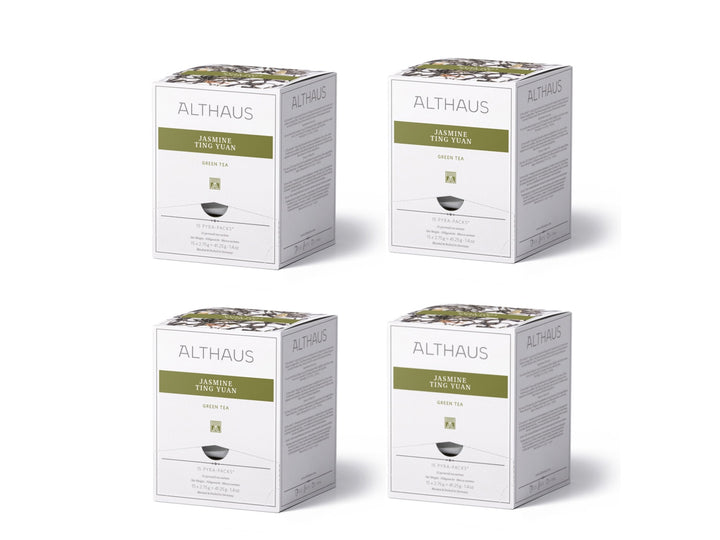4 x Althaus Jasmine Ting Yuan Grüner Tee, 60 Pyramidenbeutel, 2,75g pro Beutel, Jasminblüten-Aroma