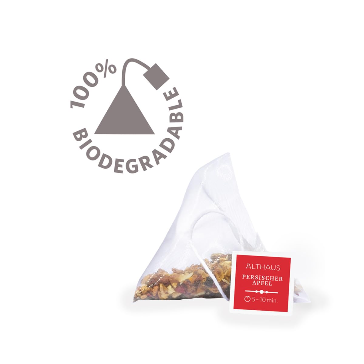 Althaus Persischer Apfel, Aromatisierter Früchtetee, 15 Pyramidenbeutel, 41,25g, Apfel-Zitrone Geschmack