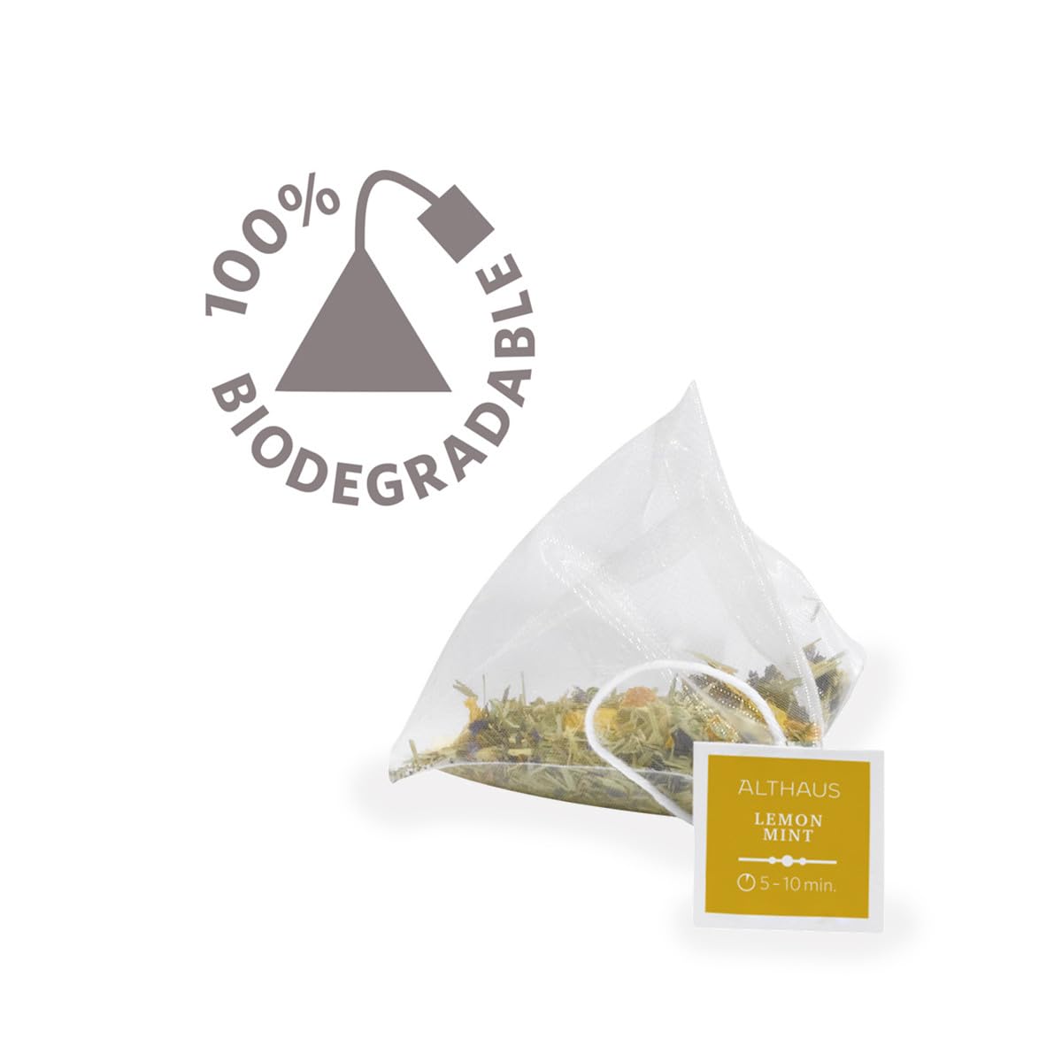 Althaus Lemon Mint Kräutertee, 15 Pyramidenbeutel, 41,25g, Zitronengras-Pfefferminz-Mischung