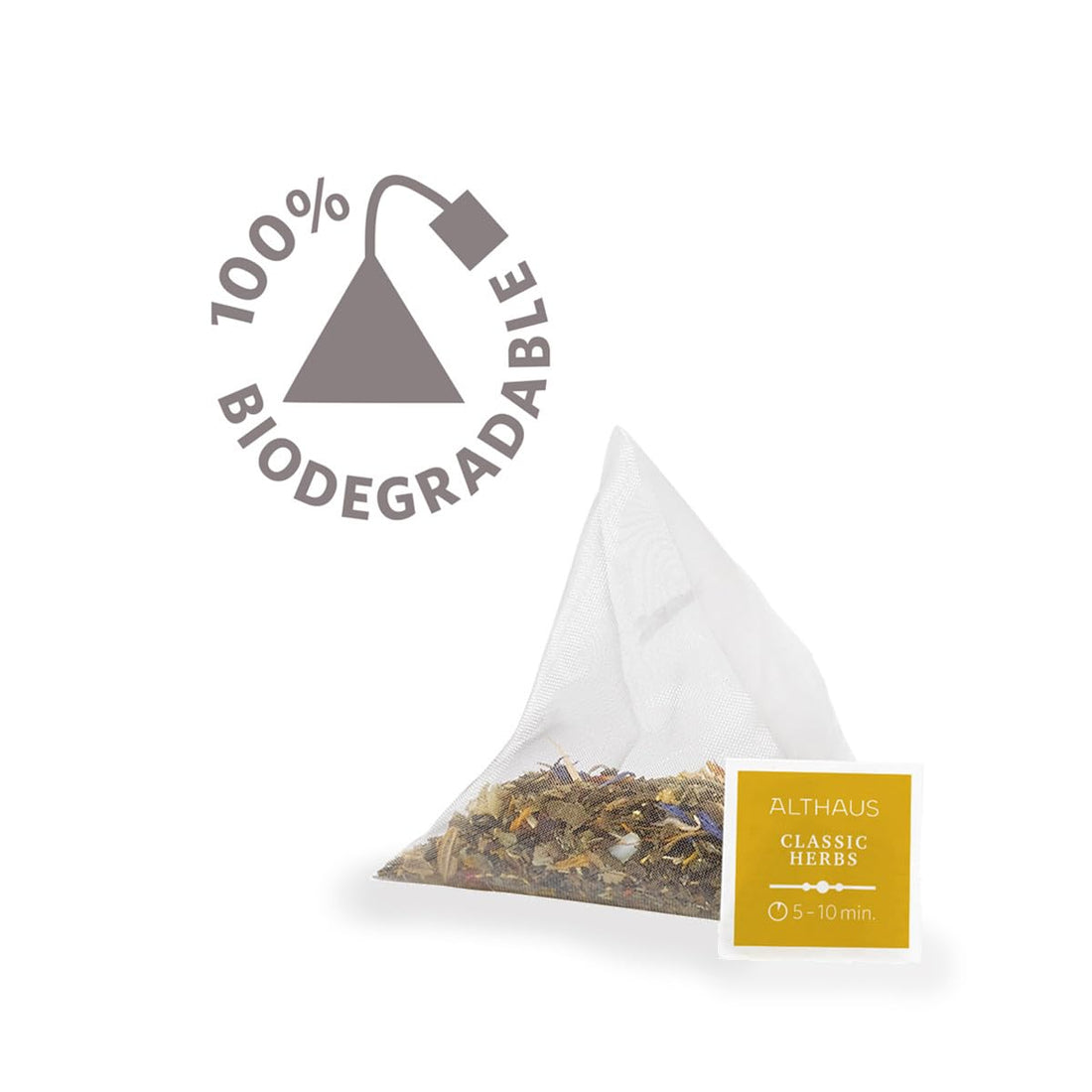 Althaus Classic Herbs Kräutertee, 15 Pyramidenbeutel, 33,75g, Pfefferminze-Kamille-Salbei Mischung