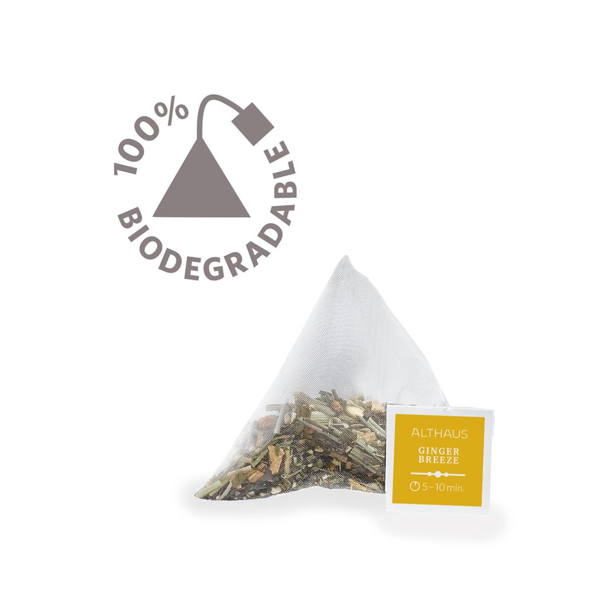 Althaus Ginger Breeze Kräutertee, 15 Pyramidenbeutel, 2,5g pro Beutel, Ingwer-Zitronengras-Mischung