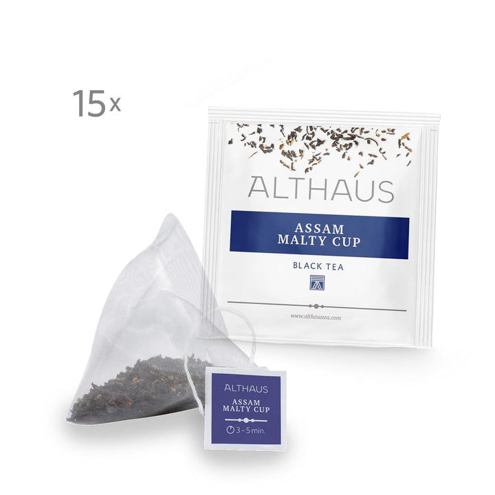 ALTHAUS Assam Malty Cup Schwarzer Tee, 15 Pyramidenbeutel, 41,25g