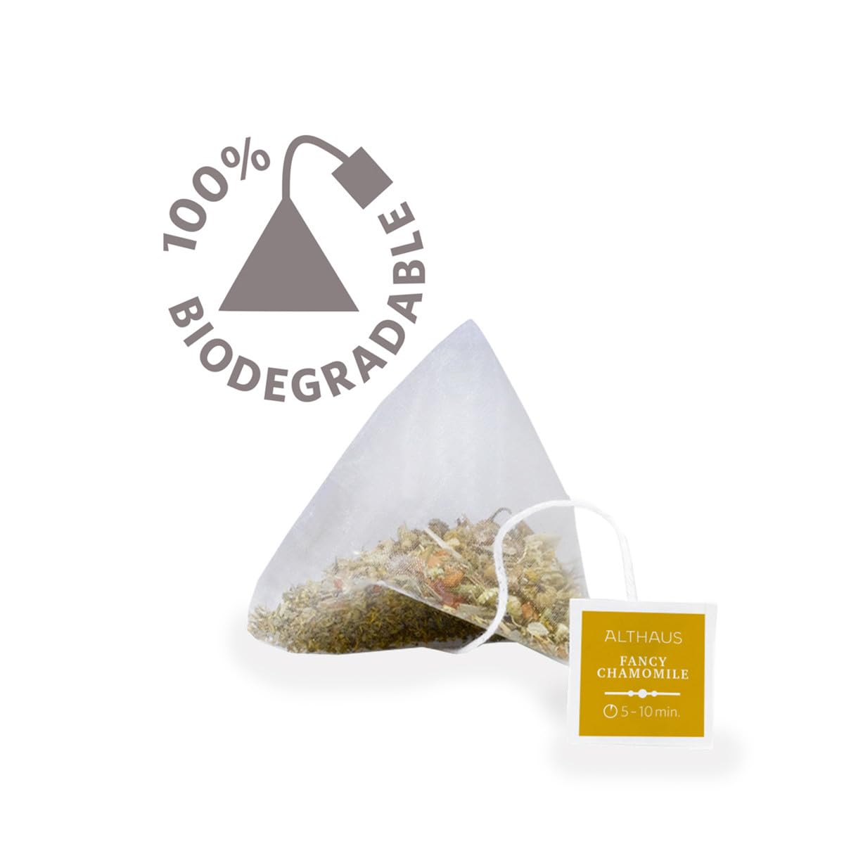 Althaus Fancy Chamomile Kräutertee, 15 Pyramidenbeutel, 33,75g, Kamille mit Verbena und Zimt