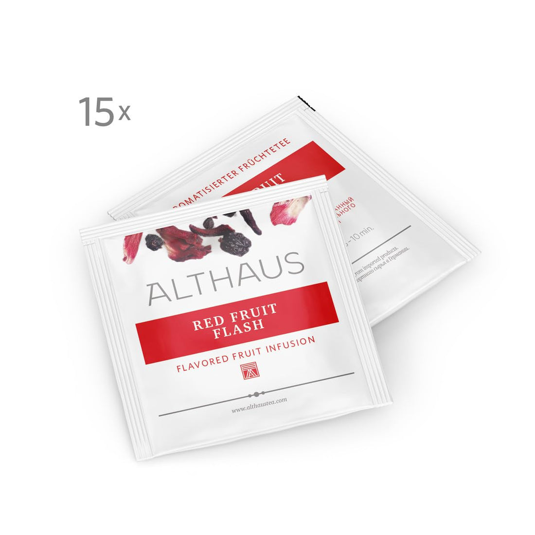 Althaus Red Fruit Flash, Aromatisierter Früchtetee, 15 Pyramidenbeutel, 41,25g