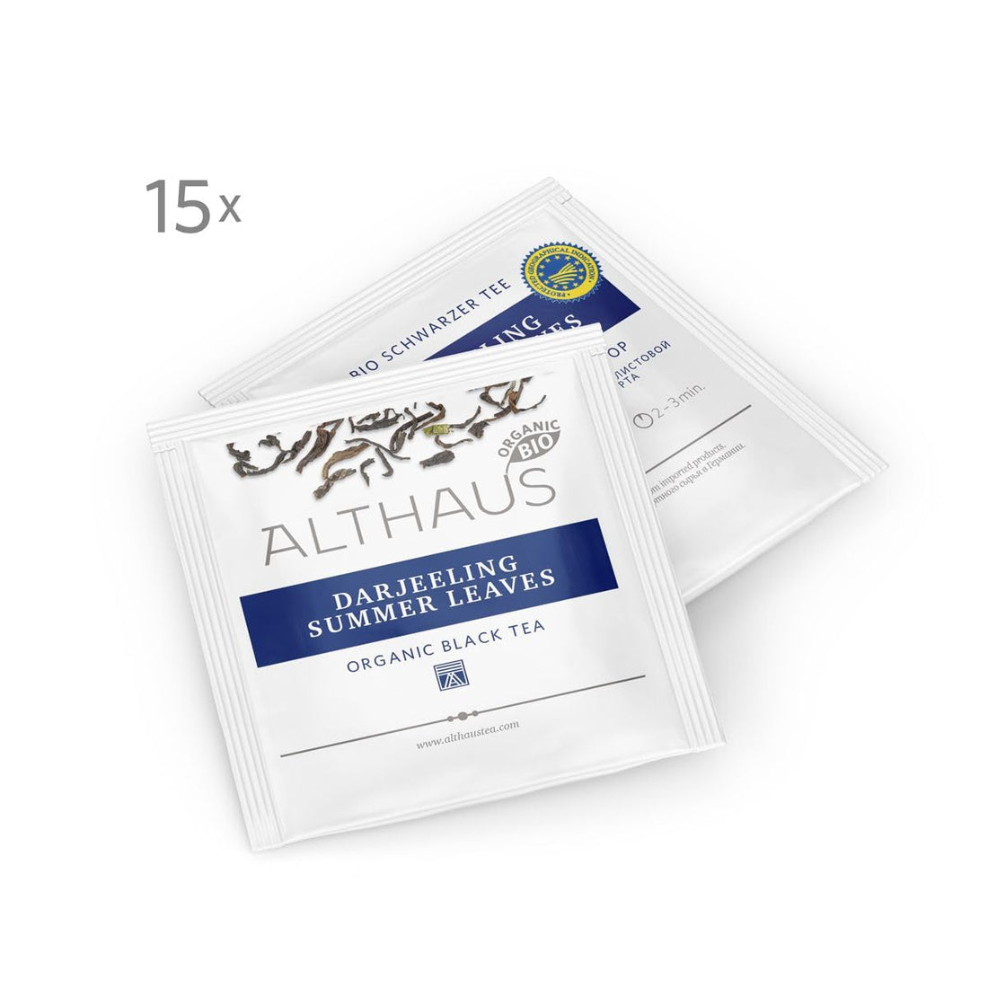 Althaus Darjeeling Summer Leaves Schwarztee, 15 Pyramidenbeutel, 41,25g
