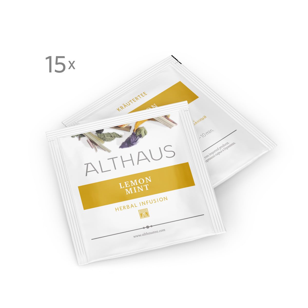 Althaus Lemon Mint Kräutertee, 15 Pyramidenbeutel, 41,25g, Zitronengras-Pfefferminz-Mischung