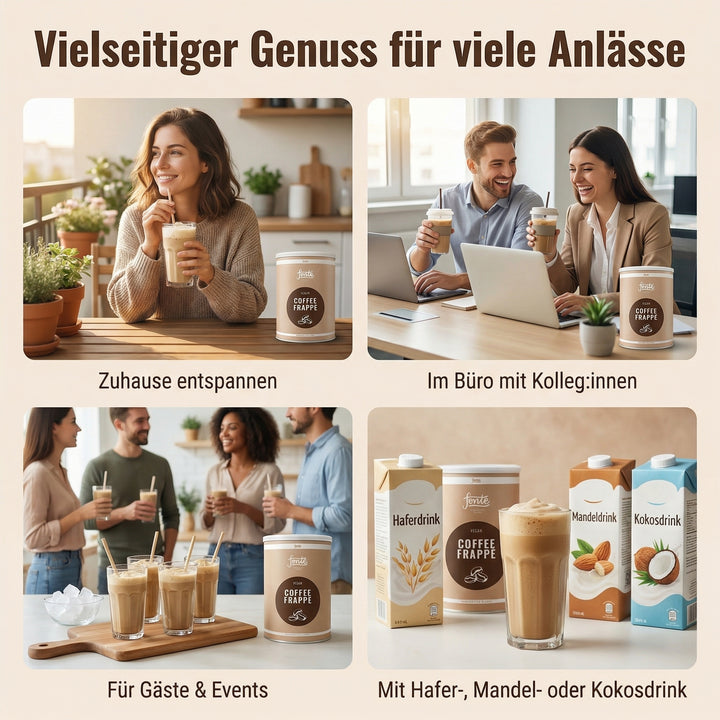 Fonte Veganer Coffee Frappé Mix, handgefertigte Mischung mit medium geröstetem Kaffee aus Brasilien, ohne hydrierte Fette, cremiger Eiskaffee für Mixer, 2 kg Vorratspackung