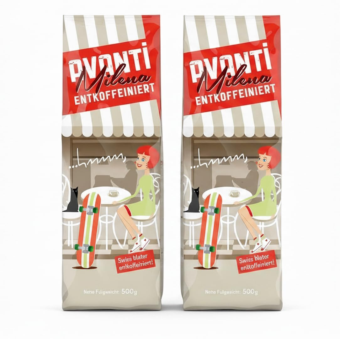 2 x Avanti Kaffeebohnen Entkoffeiniert Milena Espresso, Swiss Water entkoffeiniert, 80% Arabica/20% Robusta, Medium Röstung, säurearm, ganze Bohne, 500 g, Langzeit-Trommelröstung