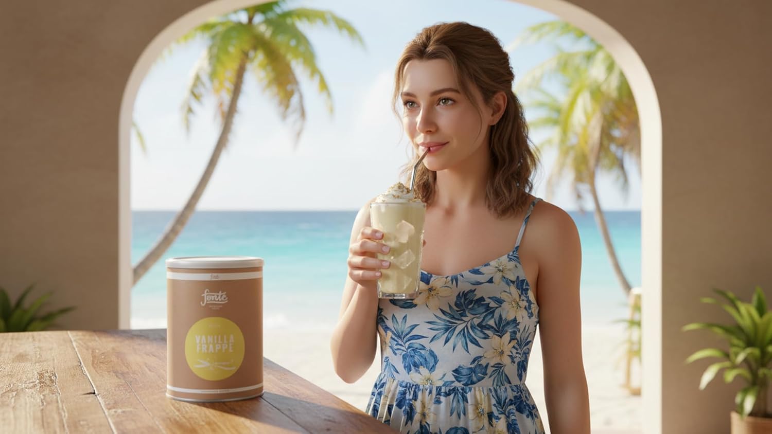 Fonte Vanilla Frappé Mix, Veganes Frappé Pulver, Klassischer Vanillegeschmack, 2 kg für 50 Portionen, Handcrafted Blends