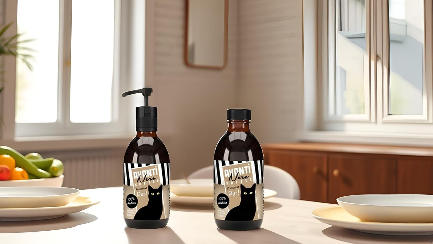 AVANTI Nero Kaffeekonzentrat Pur 500ml | 100% Arabica, Konzentrat, Pumpflasche, Reines Kaffeearoma, Braunglasflasche