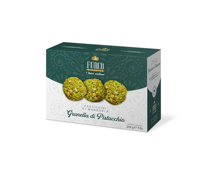 Furco Pasticcini di Mandorla Granella di Pistacchio, Italienisches Mandelgebäck mit Pistazien, 250g