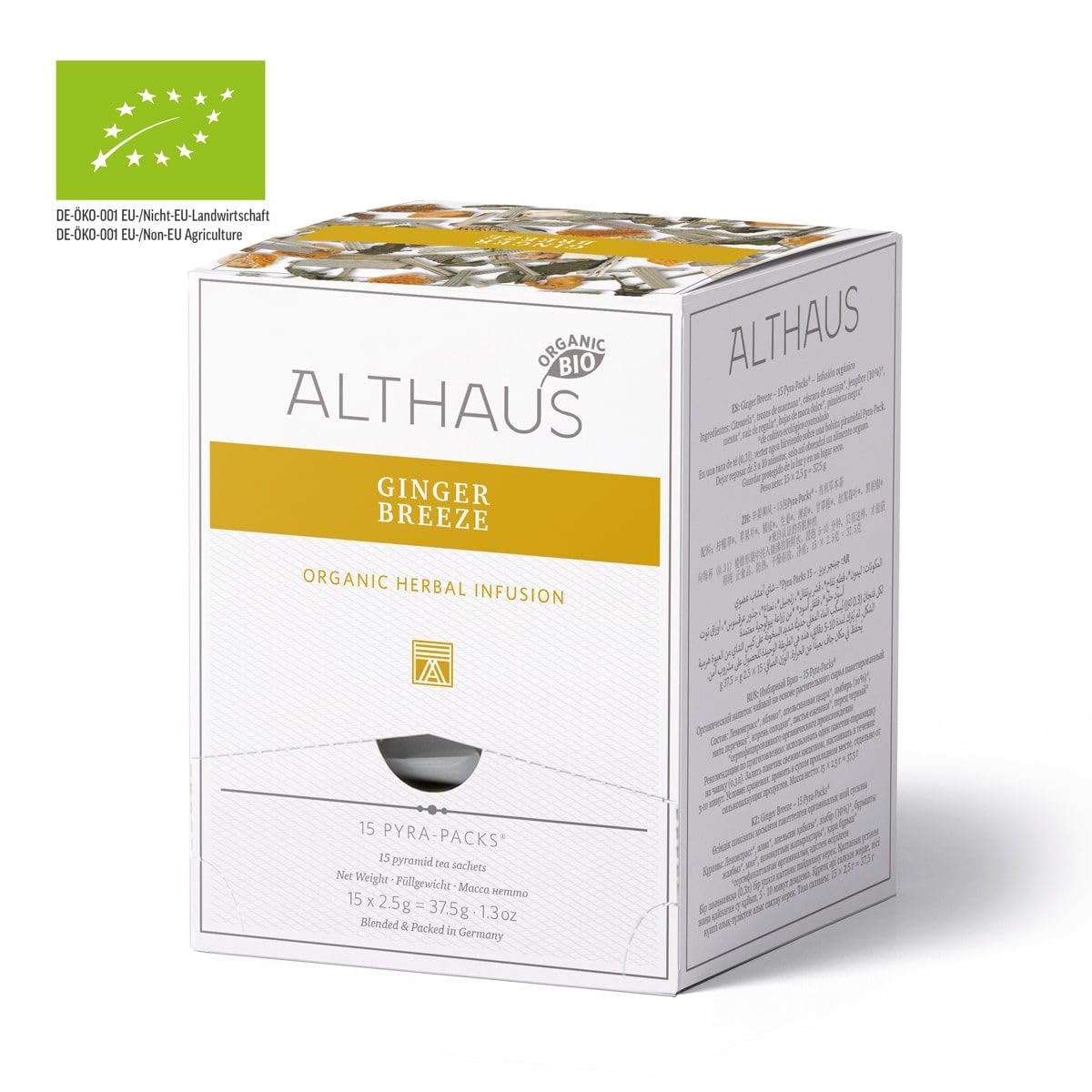 Althaus Ginger Breeze Kräutertee, 15 Pyramidenbeutel, 2,5g pro Beutel, Ingwer-Zitronengras-Mischung