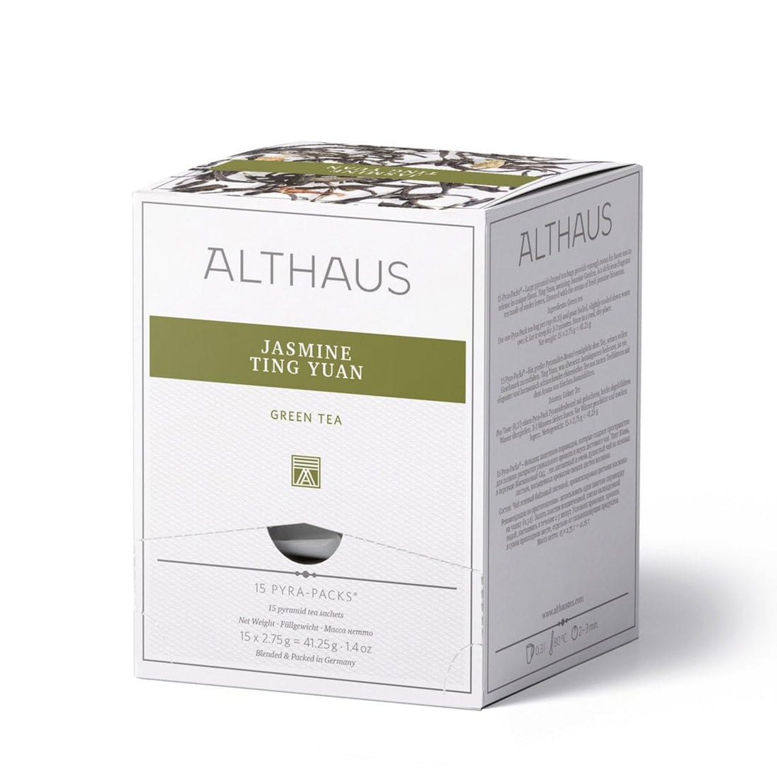 Althaus Jasmine Ting Yuan Grüner Tee, 15 Pyramidenbeutel, 2,75g pro Beutel, Jasminblüten-Aroma