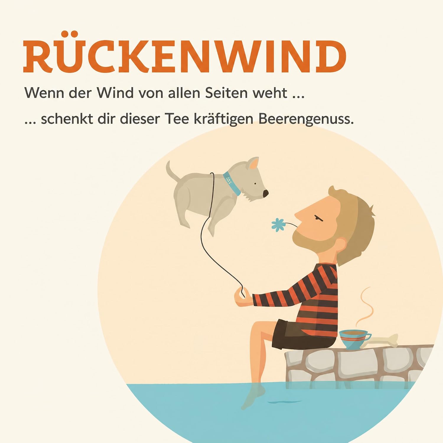 6 x Trink Meer Tee Rückenwind Premium-Früchtetee, 90 Kissenbeutel | Kräftiger Beerentee mit Sanddorn, Aroniabeeren & Hibiskusblüten – vegan, glutenfrei, koffeinfrei