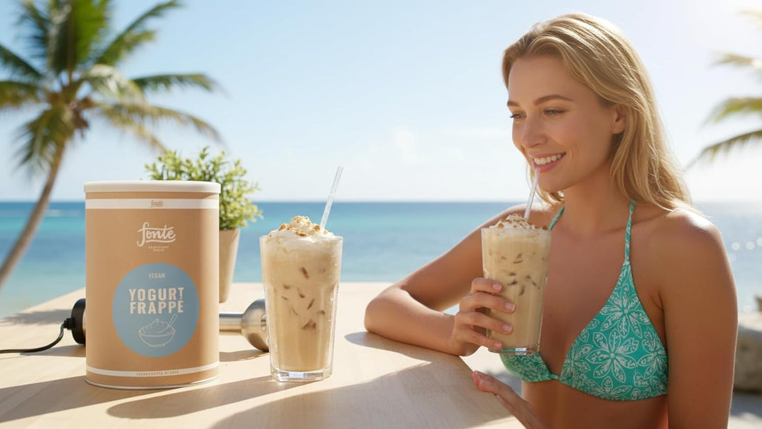 Fonte Yoghurt Frappé, Veganes Joghurt Frappé Pulver, Handgefertigte Mischung, Erfrischendes Getränk für heiße Tage