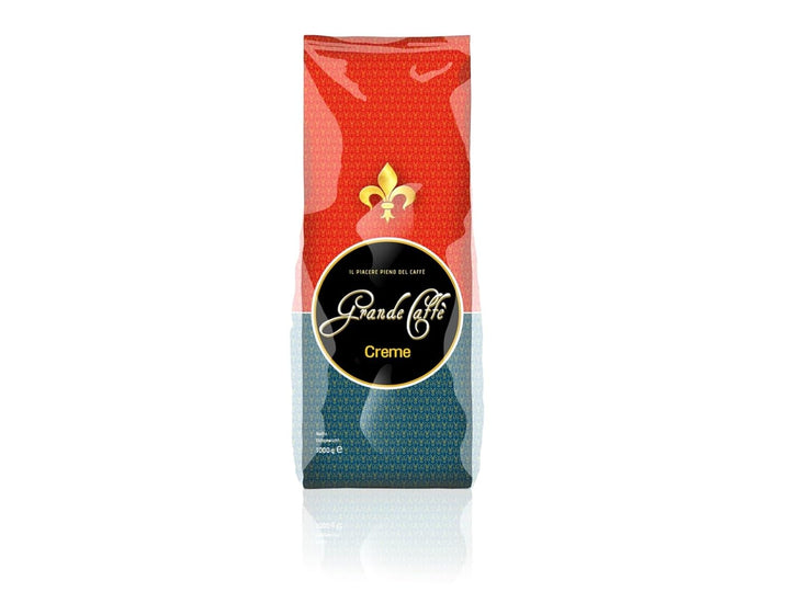 Grande Caffè Kaffeebohnen Caffè Crema, 90% Arabica 10% Robusta, traditionelle Trommelröstung, ganze Bohnen 1 kg, für Vollautomaten und Siebträger, ausgewogener Geschmack mit Honig, Vanille und Mandel