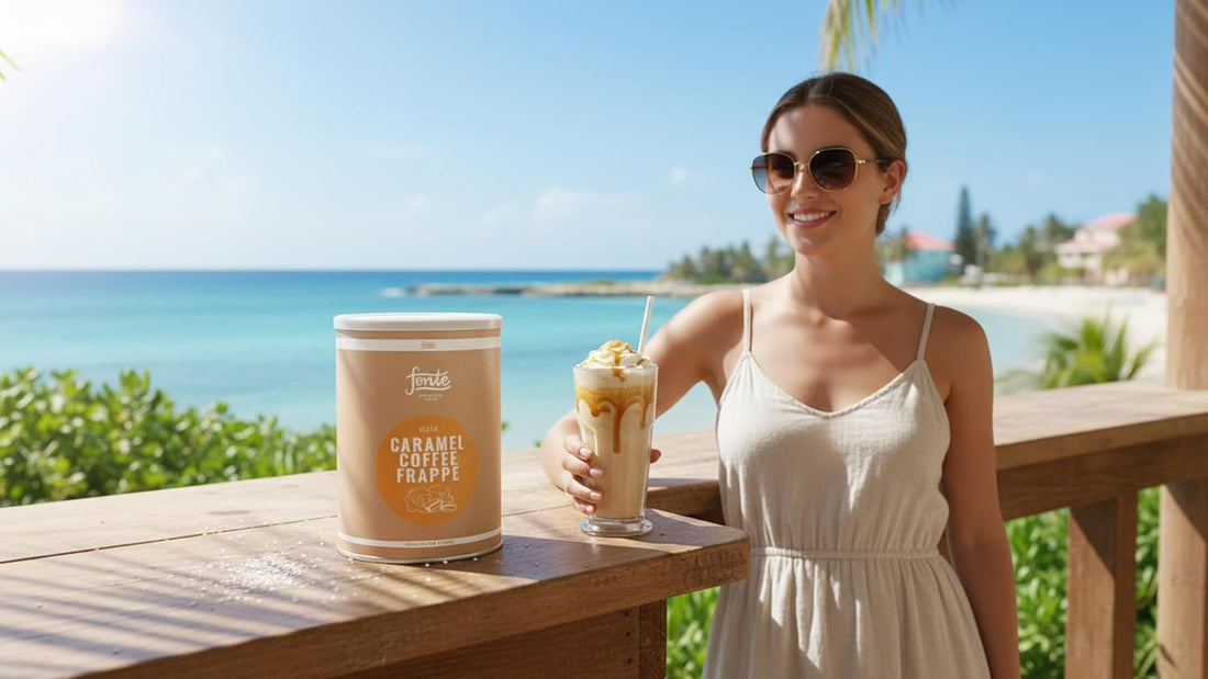 Fonte Caramel Coffee Frappé, Veganer Kaffee-Mix, Handcrafted Blends, Karamell-Geschmack Milchmixgetränk Superfood
