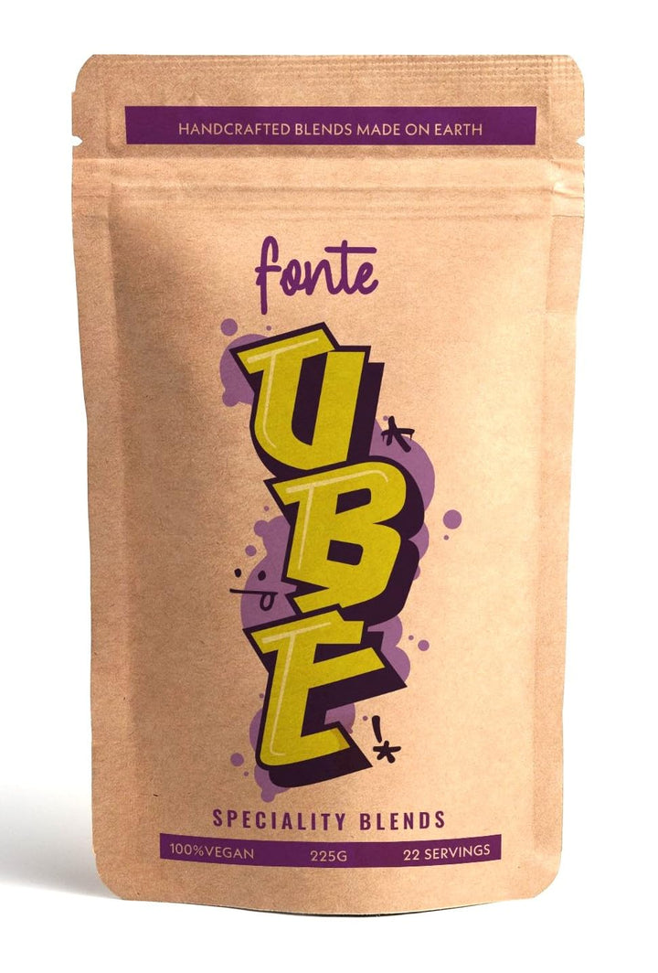 Fonte UBE Speciality Blend, vegane lila Latte Mischung, 225g Pulver, 22 Portionen, Handgefertigte Yamswurzel-Getränkemischung für heiße und kalte Getränke