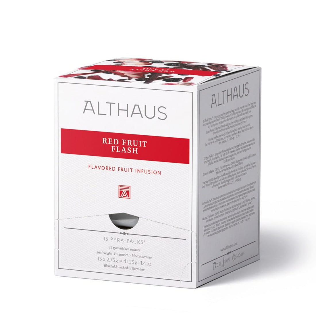 Althaus Red Fruit Flash, Aromatisierter Früchtetee, 15 Pyramidenbeutel, 41,25g
