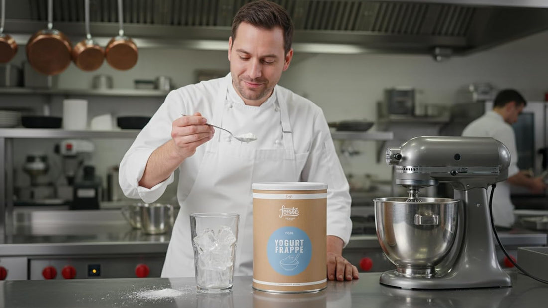 Fonte Yoghurt Frappé, Veganes Joghurt Frappé Pulver, Handgefertigte Mischung, Erfrischendes Getränk für heiße Tage