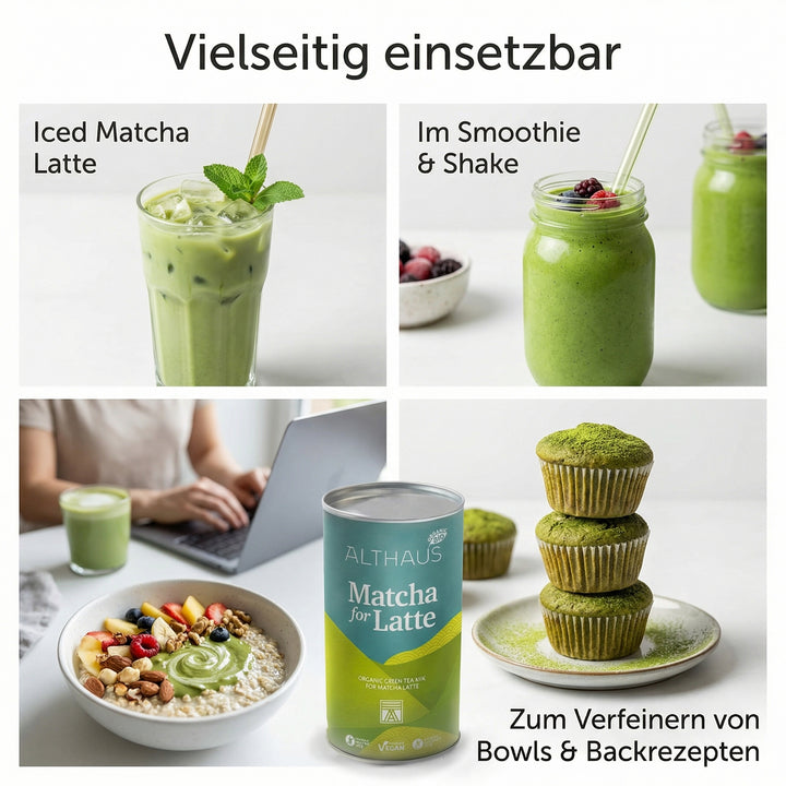 2x Althaus Bio - Matcha For Latte a 400g - Bio Grüntee-Mischung mit Rohrohrzucker, vegan glutenfrei laktosefrei