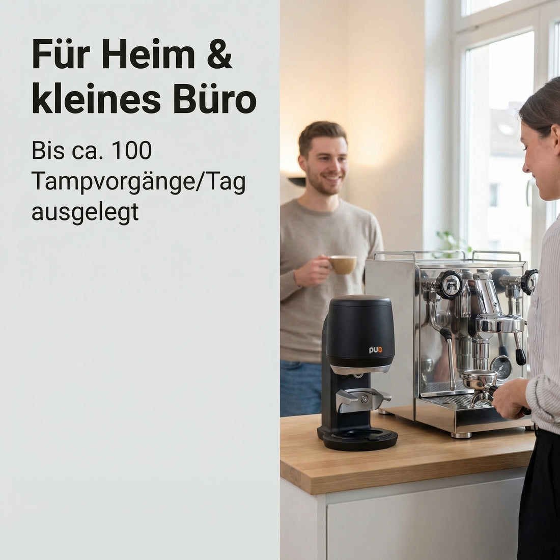 Puqpress Mini Automatischer Espresso Tamper, Schwarz, 58mm, Gen 6, Einstellbarer Druck 10-30 kg, auch für Heimgebrauch