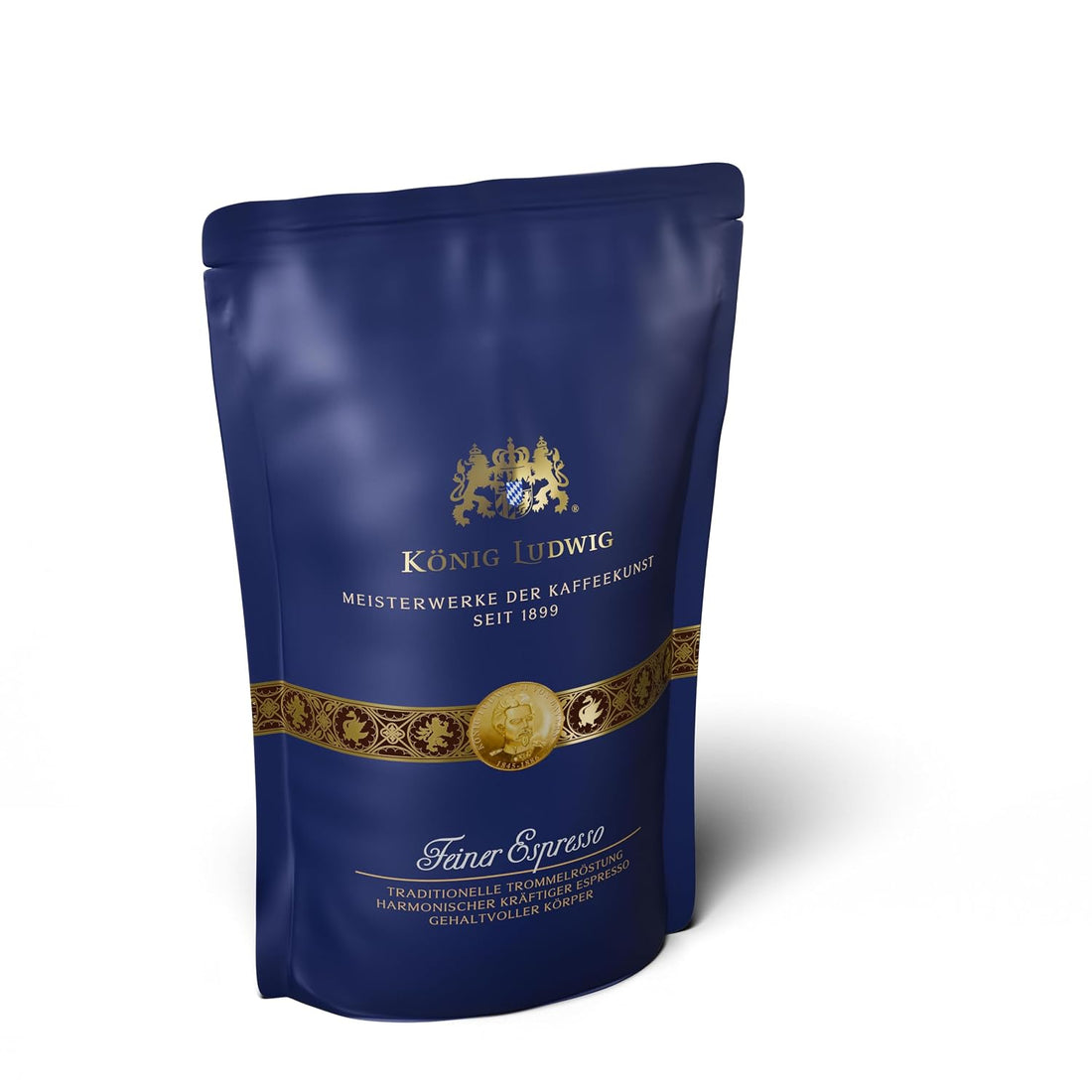 König Ludwig Ganze Kaffeebohnen, Feiner Espresso, Traditionelle Trommelröstung, 500g