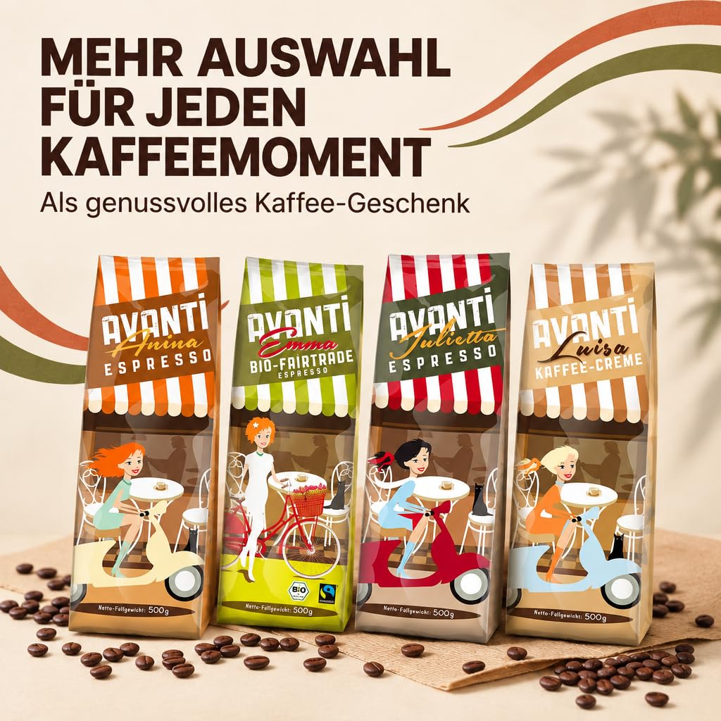 AVANTI Kaffeebohnen Probierset, 4 x 500 g, Espresso & Kaffee Crème