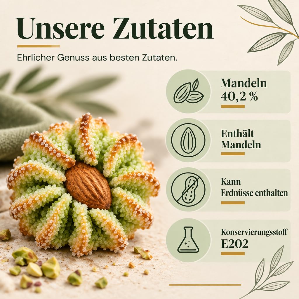 FURCO Mandelgebäck mit Pistazien, Riccia al Pistacchio, sizilianisches Gebäck, 250 g