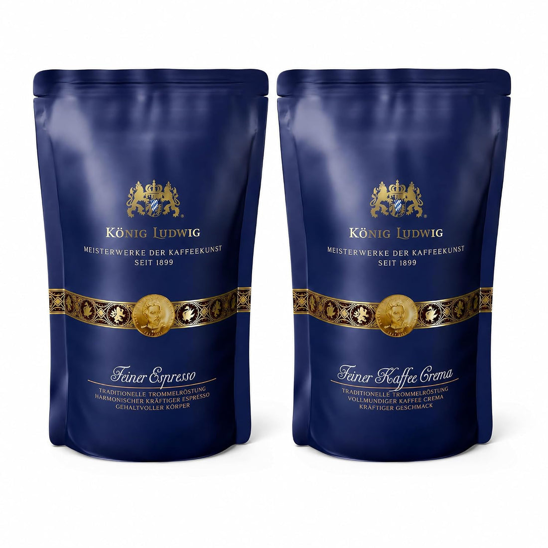 König Ludwig Kaffeebohnen Set, Espresso & Kaffee Crema, 2 x 500 g