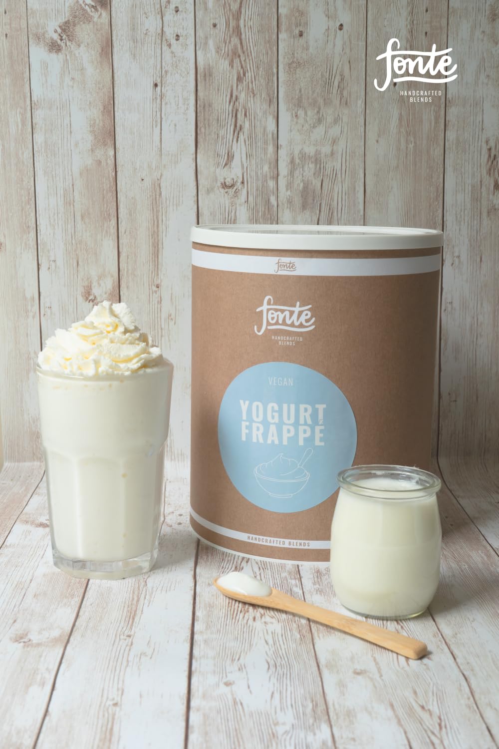 Fonte Yoghurt Frappé, Veganes Joghurt Frappé Pulver, Handgefertigte Mischung, Erfrischendes Getränk für heiße Tage