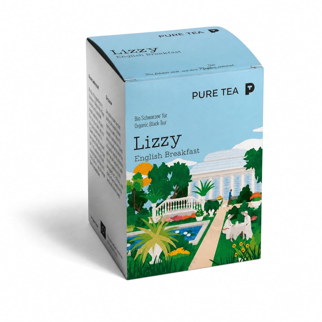 Pure Tea Lizzy English Breakfast Schwarztee, 15 handgenähte Kissenbeutel à 3g, Organisch, Dispenserbox 12 x 9 x 9 cm = 15 Portionen