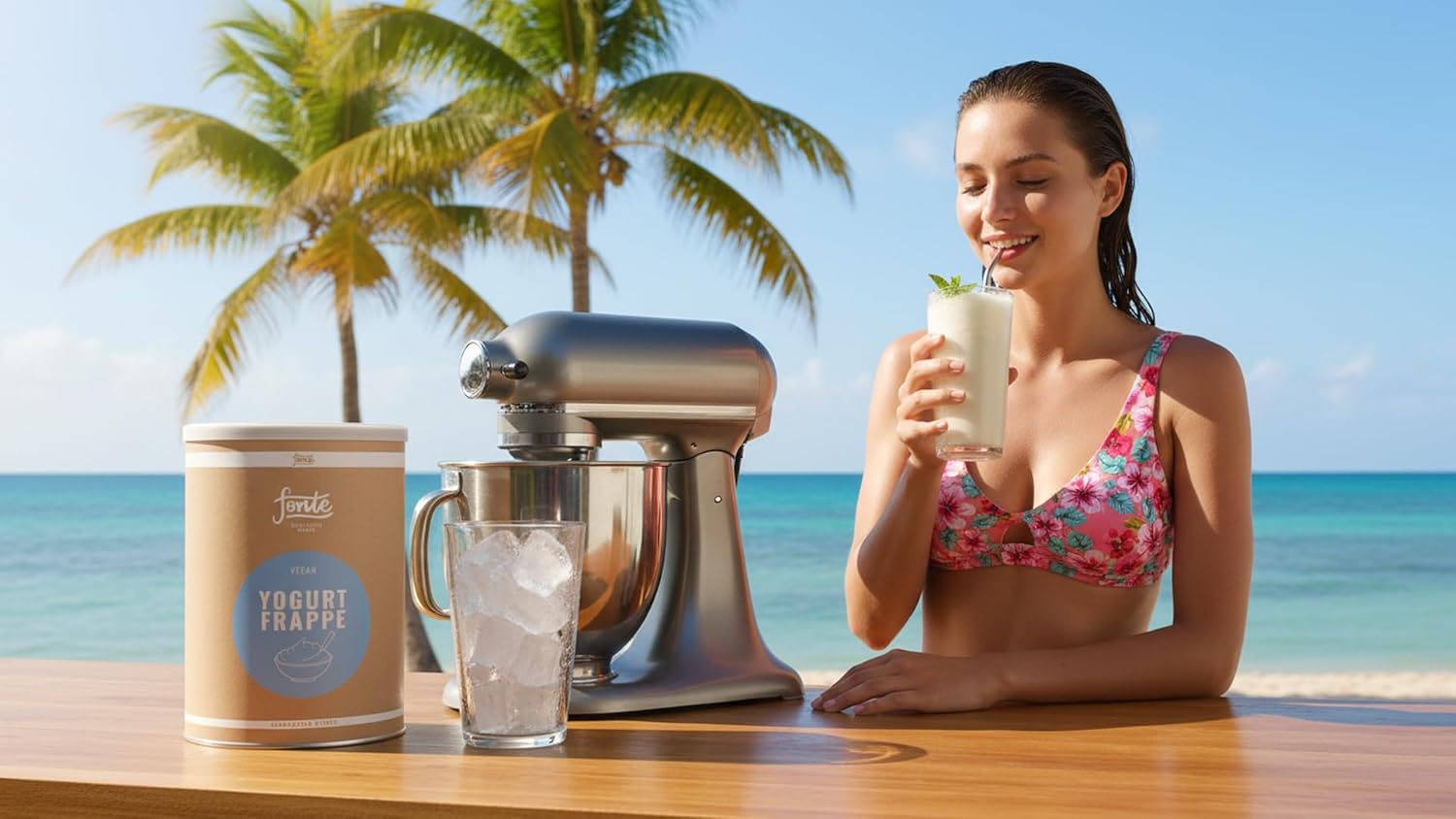 Fonte Yoghurt Frappé, Veganes Joghurt Frappé Pulver, Handgefertigte Mischung, Erfrischendes Getränk für heiße Tage