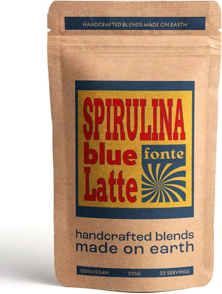 FONTE Spirulina Blue Latte, veganes Superfood Getränkepulver, 225g, 22 Portionen, handgefertigte Mischung, natürlich blau, für warme und kalte Getränke