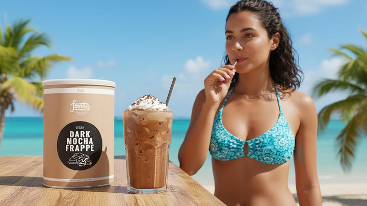 Fonte Dark Mocha Frappé, Veganes Kaffeegetränk, Handgefertigte Mischung, Eisgekühlter Geschmack