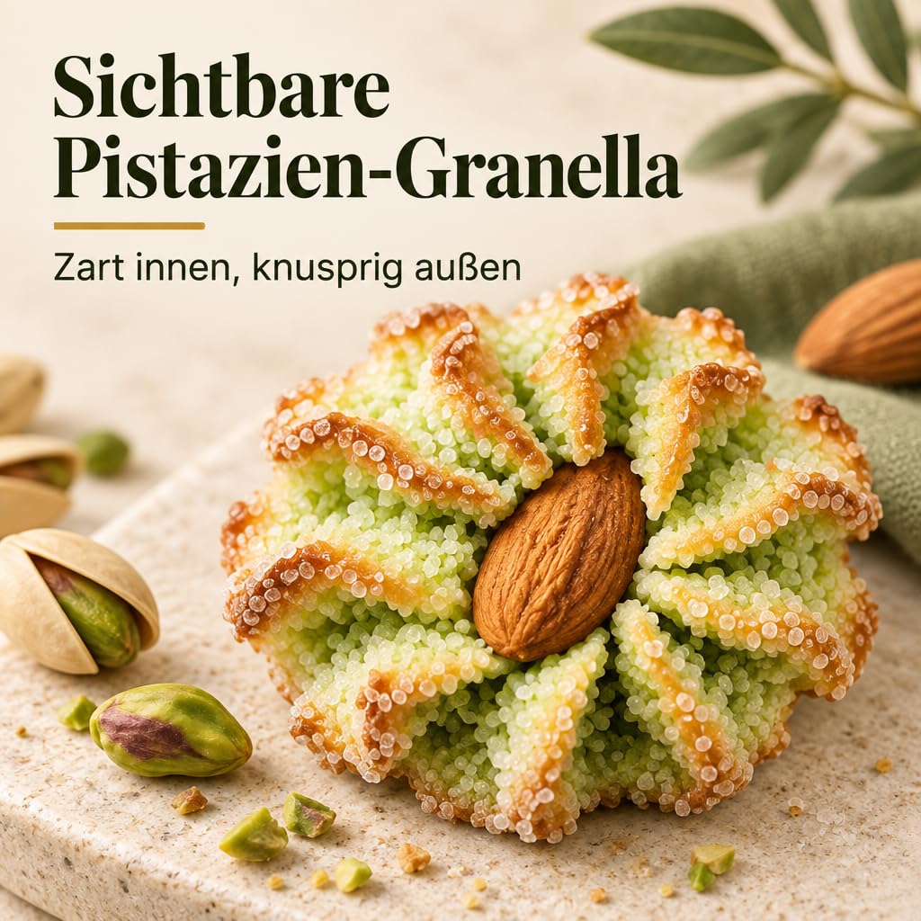 FURCO Mandelgebäck mit Pistazien, Riccia al Pistacchio, sizilianisches Gebäck, 250 g