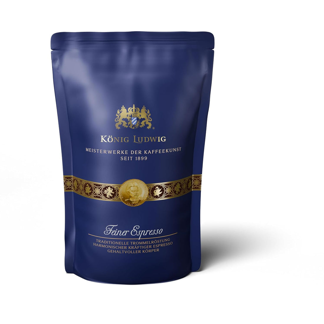 König Ludwig Ganze Kaffeebohnen, Feiner Espresso, Traditionelle Trommelröstung, 500g