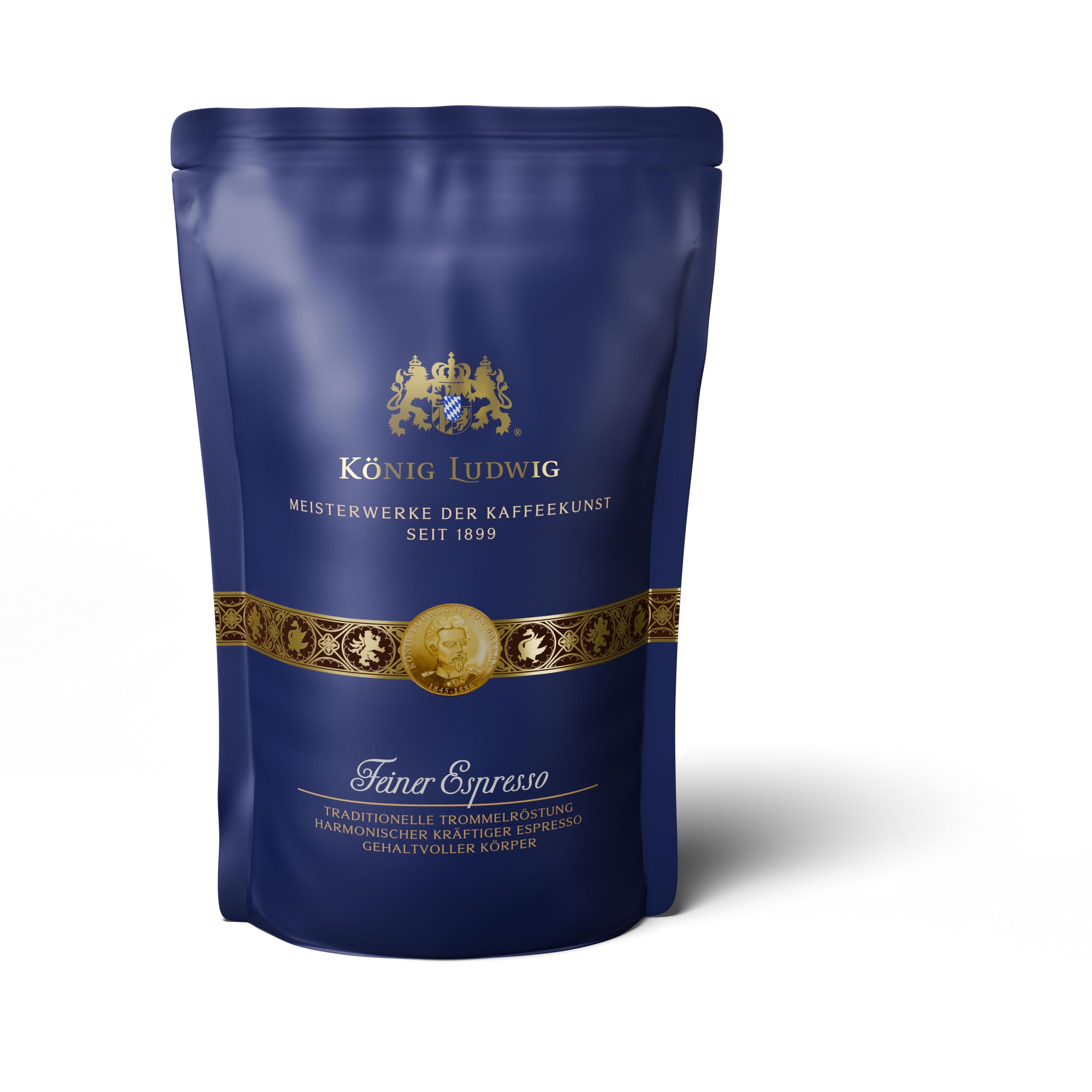 König Ludwig Ganze Kaffeebohnen, Kaffee Crema, Traditionelle Trommelröstung, 500g