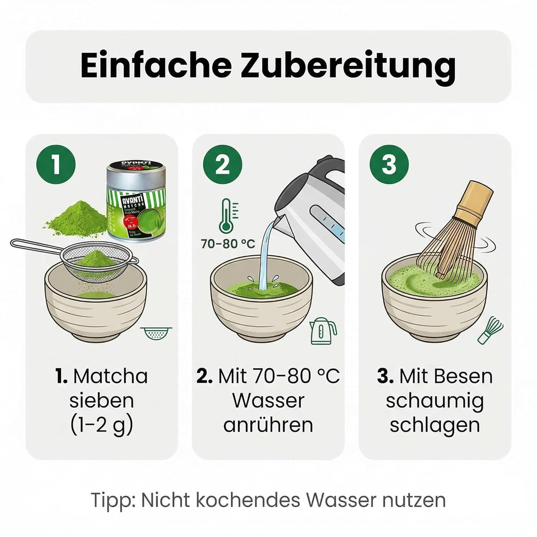 Avanti Matcha Tee Pulver (Ceremonial Grade), Erste Ernte Ichibancha, reines Premium Matcha Pulver ohne Zusätze, unabhängig laborgeprüft, 50 g in lichtschützender, wiederverschließbarer Metalldose