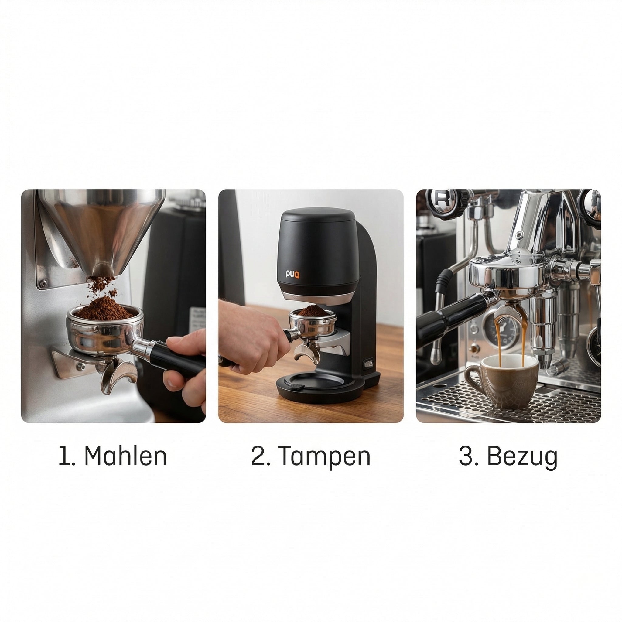 Puqpress Mini Automatischer Espresso Tamper, Schwarz, 58mm, Gen 6, Einstellbarer Druck 10-30 kg, auch für Heimgebrauch