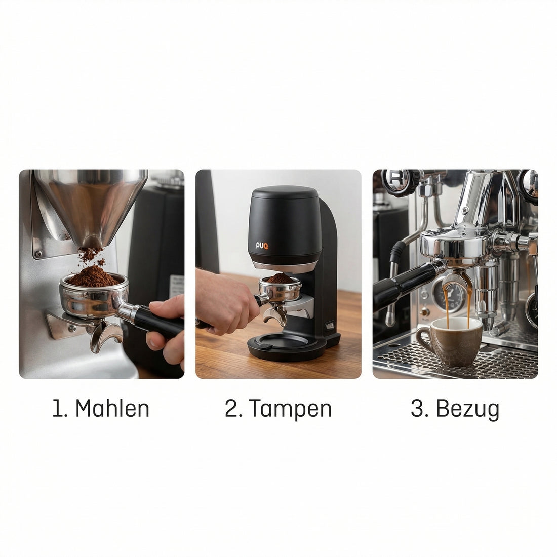 Puqpress Mini Automatischer Espresso Tamper, Schwarz, 58mm, Gen 6, Einstellbarer Druck 10-30 kg, auch für Heimgebrauch