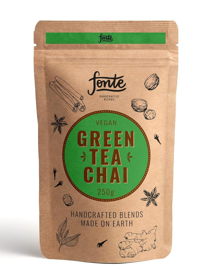 Fonte Vegan Green Tea Chai, Handgefertigte Mischung, 250g Pulver, 12 Portionen, Mit Antioxidantien