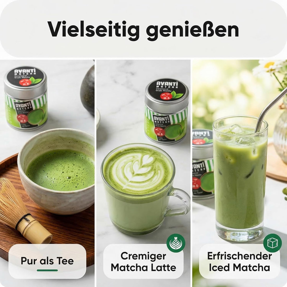 Avanti Matcha Tee Pulver (Ceremonial Grade), Erste Ernte Ichibancha, reines Premium Matcha Pulver ohne Zusätze, unabhängig laborgeprüft, 50 g in lichtschützender, wiederverschließbarer Metalldose